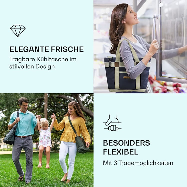 Kühltasche 38 Liter isoliert auslaufsicher 3 Tragemöglichkeiten Olivgrün