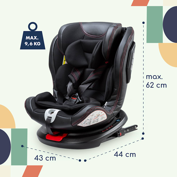 Siège auto Isofix 360° 0-12 ans Système de ceinture ISOFIX 5 points, pivotant à 360° R44/04