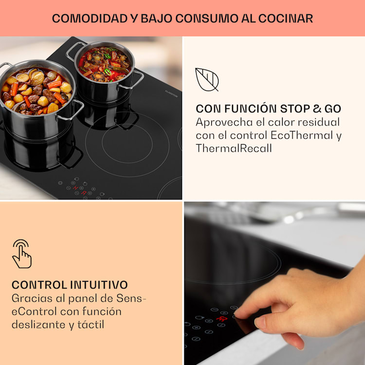 Placa de cocción empotrada Virtuosa 5 zonas 8200 W vitrocerámica Redondo | Negro