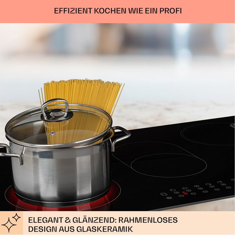 Virtuosa 5 Einbaukochfeld 5 Zonen 8500W Glaskeramik Oval | Schwarz