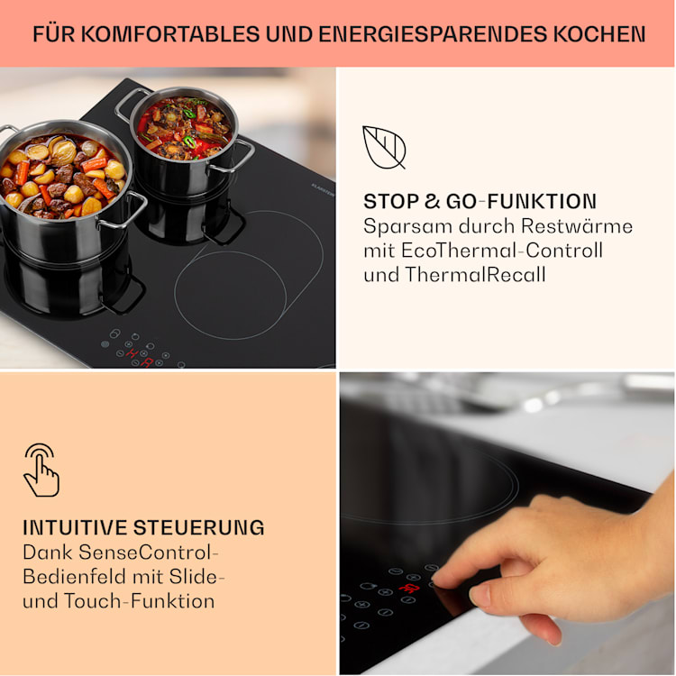 Virtuosa 5 Einbaukochfeld 5 Zonen 8500W Glaskeramik Oval | Schwarz