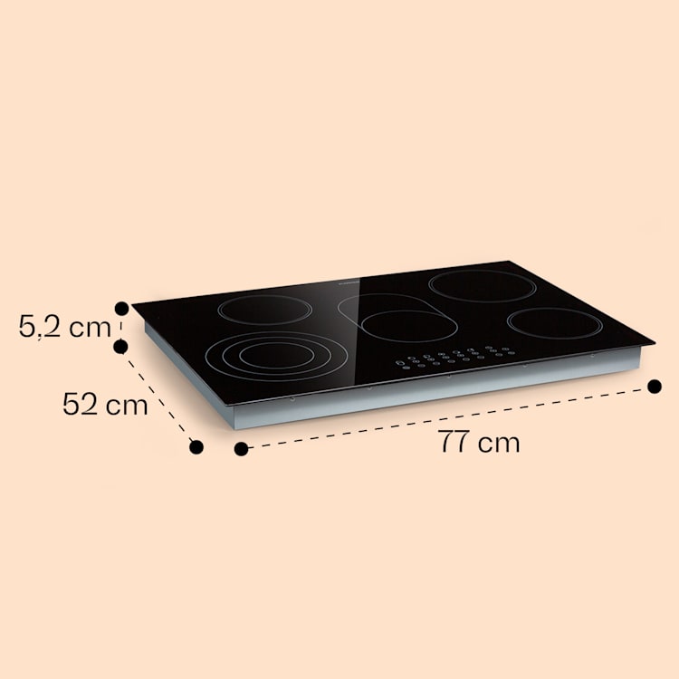 Virtuosa 5 Einbaukochfeld 5 Zonen 8500W Glaskeramik Oval | Schwarz