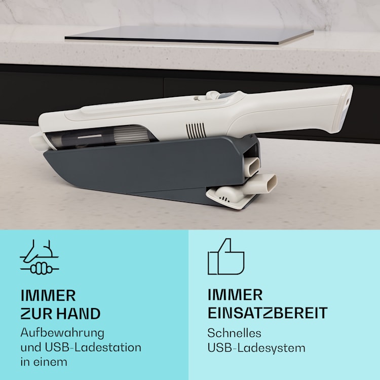 LARMA Akku-Handstaubsauger kabellos beutellos akkubetrieben 32 min Laufzeit max. Sand