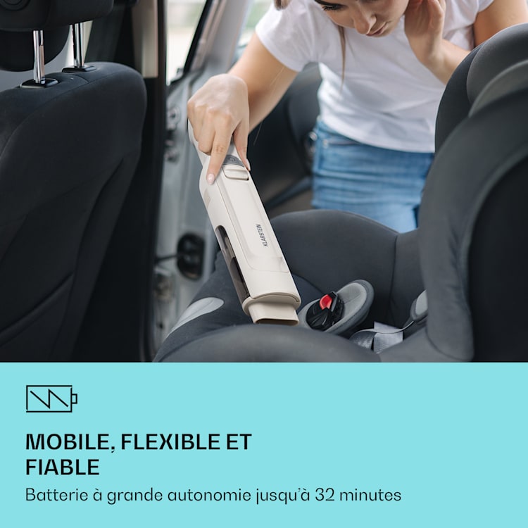 LARMA Aspirateur à main sans fil sans sac sur batterie 32 min d'autonomie max. Sable