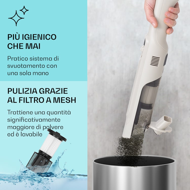 LARMA - Aspirapolvere portatile a batteria, senza cavo e senza sacchetto, durata della batteria fino a 32 minuti Sabbia