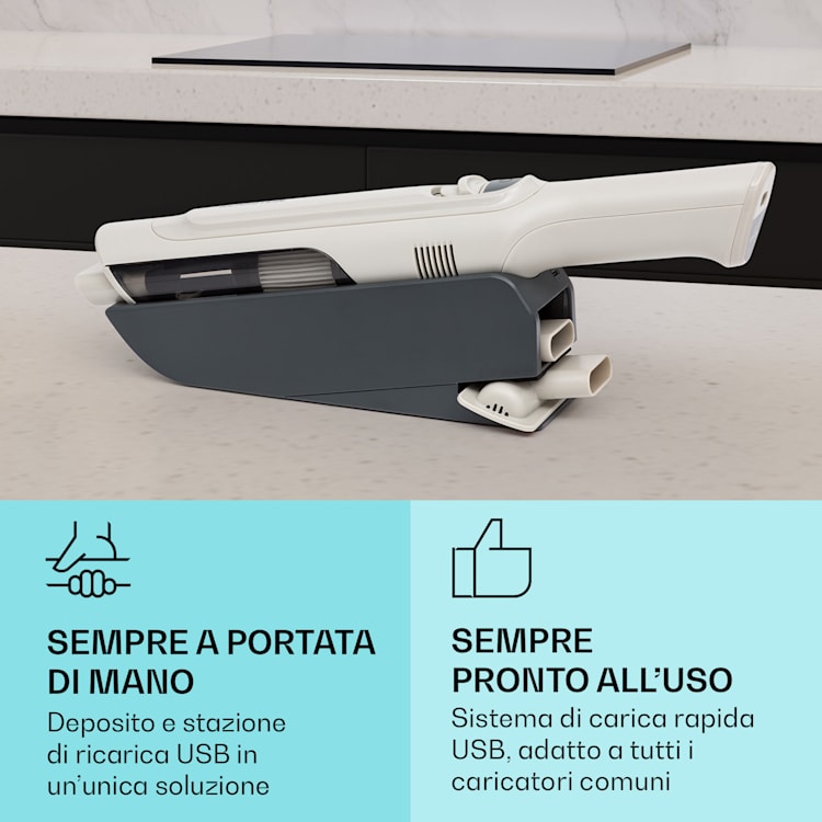 LARMA - Aspirapolvere portatile a batteria, senza cavo e senza sacchetto, durata della batteria fino a 32 minuti Sabbia