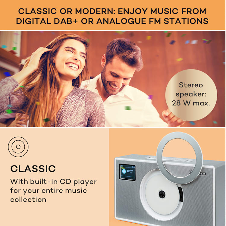 Vertico Swing DAB | DAB+ rádió Swing CD lejátszóval | FM/DAB+ | AUX | BT | USB
