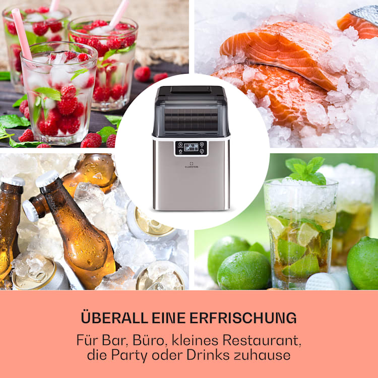 Chios Eiswürfelmaschine 20 kg/24 h Auto-Clean 3,2-Liter Wassertank Edelstahl