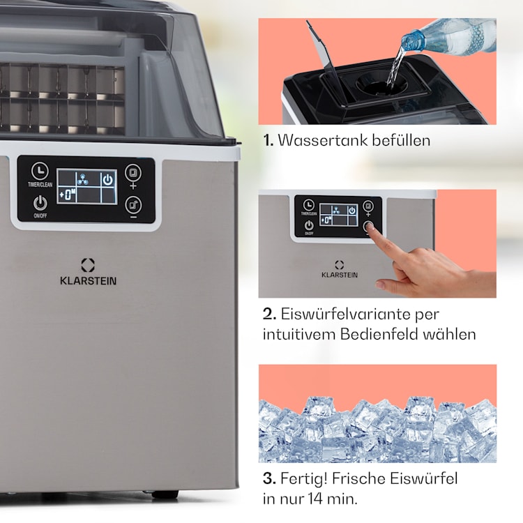 Chios Eiswürfelmaschine 20 kg/24 h Auto-Clean 3,2-Liter Wassertank Edelstahl