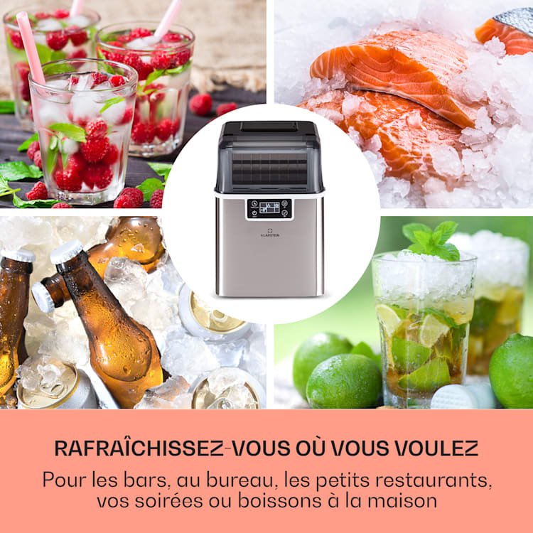 Machine à glaçons Chios 20 kg/24h Auto-Clean Réservoir d'eau de 3,2 litres Acier Inoxydable