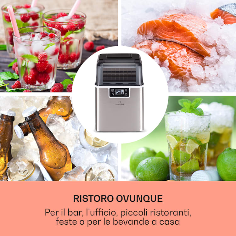 Chios macchina per cubetti di ghiaccio, 20 kg/24 ore, autopulente, serbatoio da 3,2 litri Acciaio inox