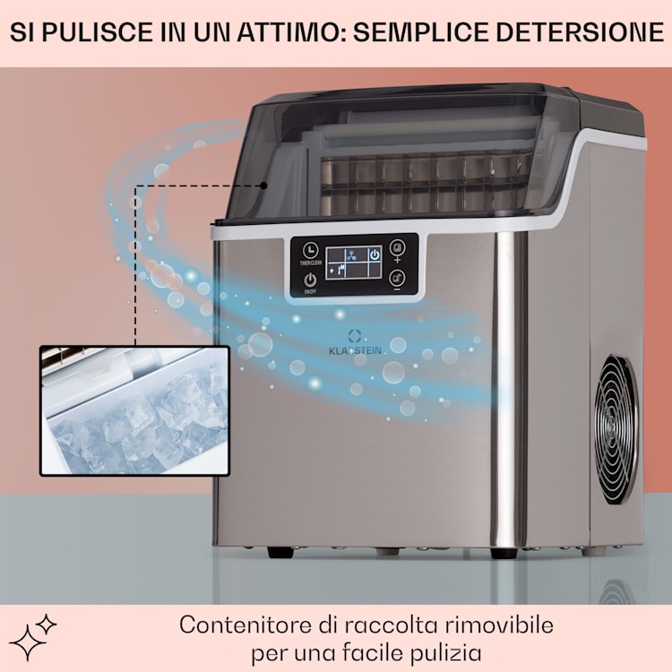 Chios macchina per cubetti di ghiaccio, 20 kg/24 ore, autopulente, serbatoio da 3,2 litri Acciaio inox