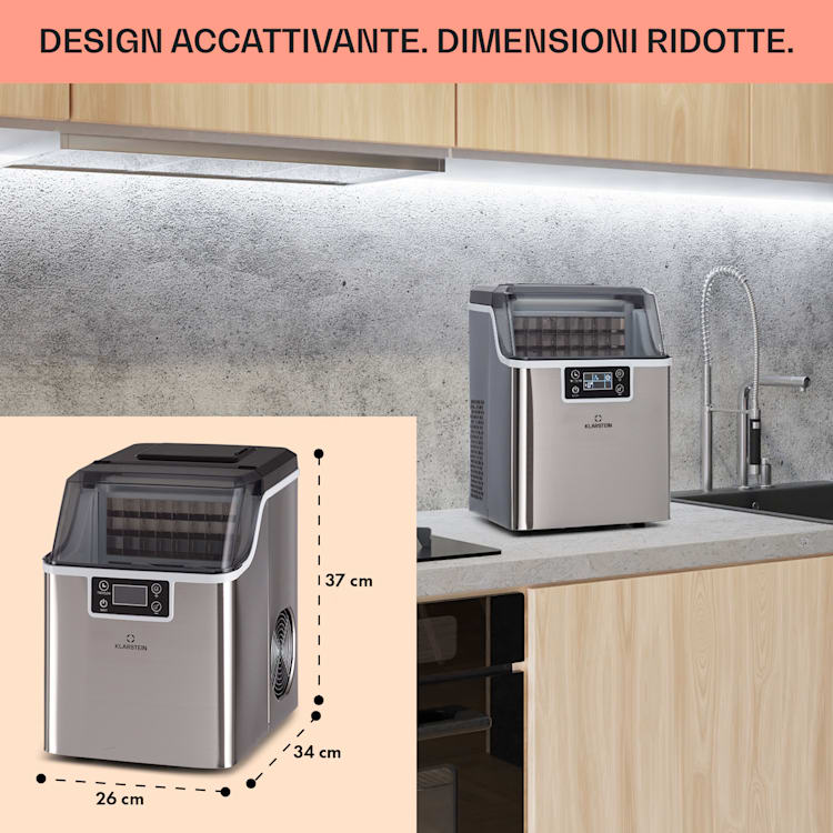 Chios macchina per cubetti di ghiaccio, 20 kg/24 ore, autopulente, serbatoio da 3,2 litri Acciaio inox