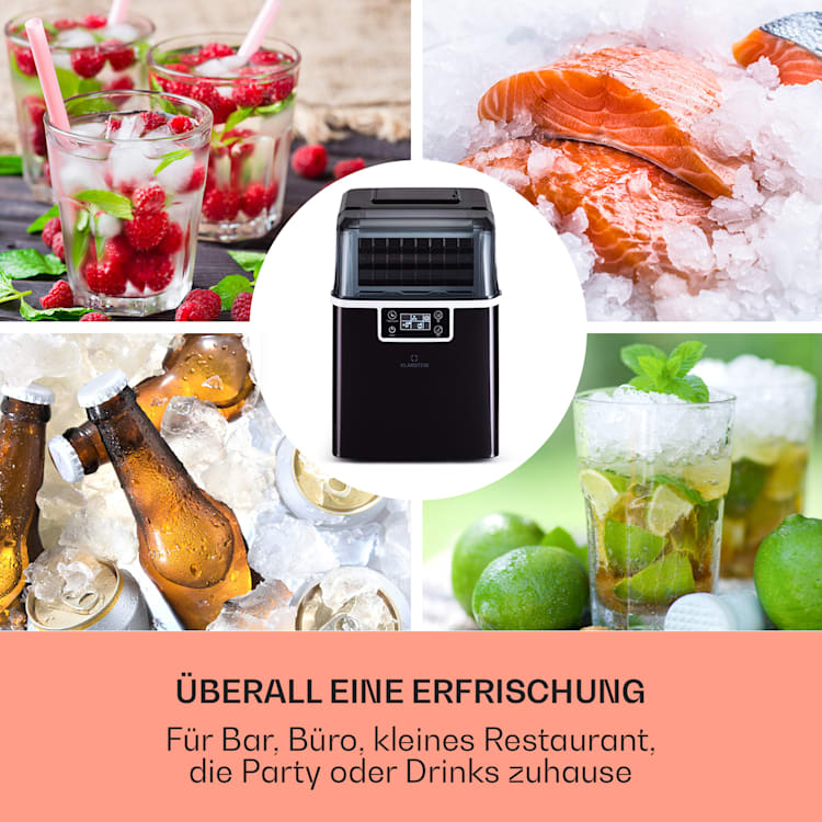 Chios Eiswürfelmaschine 20 kg/24 h Auto-Clean 3,2-Liter Wassertank Schwarz