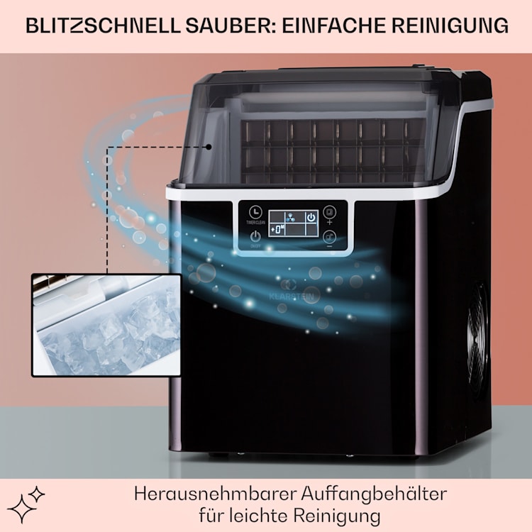 Chios Eiswürfelmaschine 20 kg/24 h Auto-Clean 3,2-Liter Wassertank Schwarz