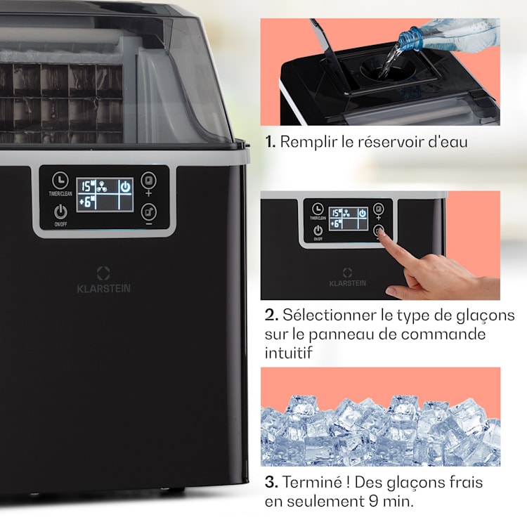 Machine à glaçons Chios 20 kg/24h Auto-Clean Réservoir d'eau de 3,2 litres 3,2 litres | Noir