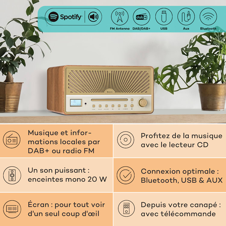 Glastonbury DAB CD radio stereoluidspreker BT DAB/FM MP3 USB line-in Zand