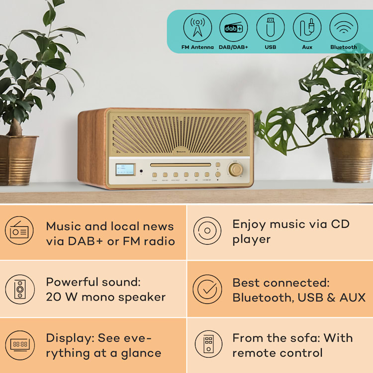 Glastonbury, CD-radio DAB, difuzoare stereo, BT, DAB/UWK, MP3, USB, Line-In Nisip