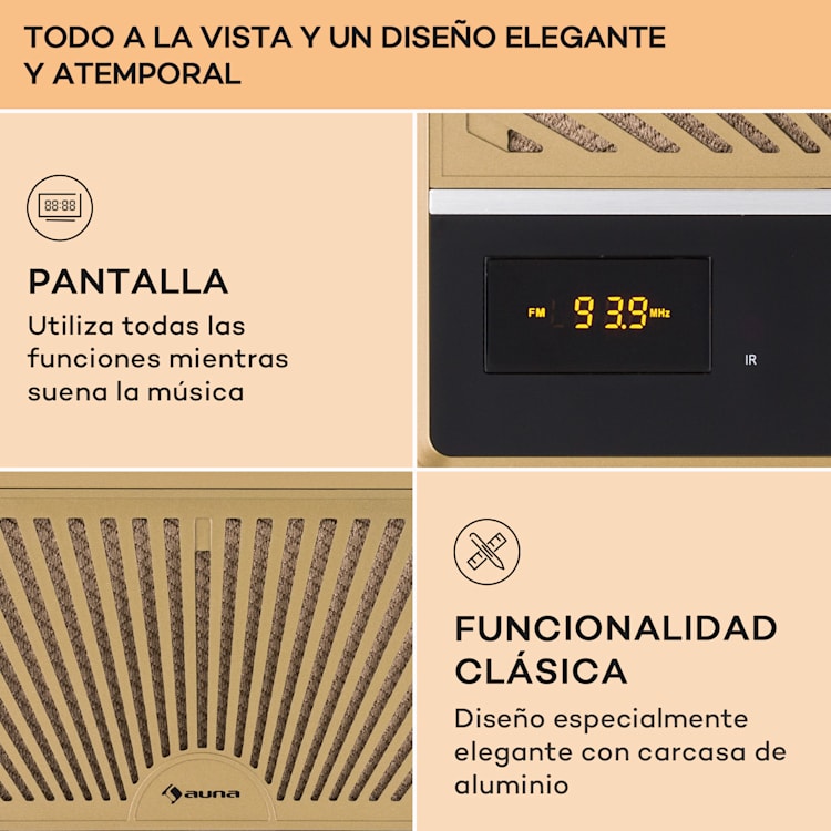 Glastonbury FM CD Radio Bluetooth Altavoz estéreo UWK MP3 USB Line-In Negro