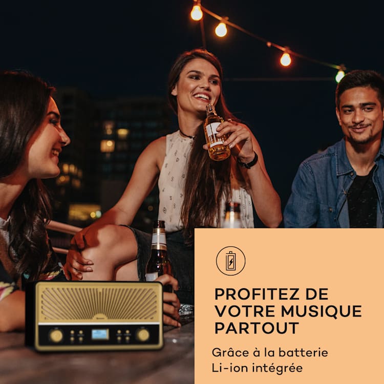 Radio numérique Glastonbury Go Batterie Li-ion stéréo BT DAB/FM MP3 USB Line-In