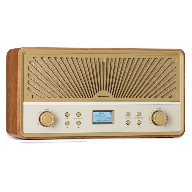 Glastonbury Go - Radio digitale, stereo, batteria agli ioni di litio, BT, DAB/FM, MP3, USB, line-in Teak