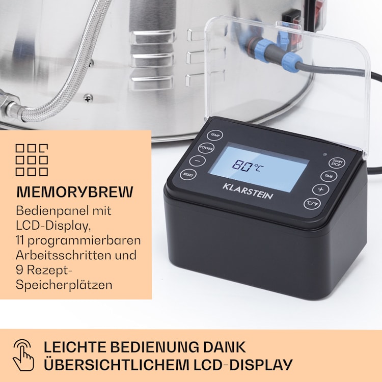 Brauheld Smart 35 Maischekessel 2500W 35L 100°C Umwälzpumpe Edelstahl 35 Ltr | Edelstahl