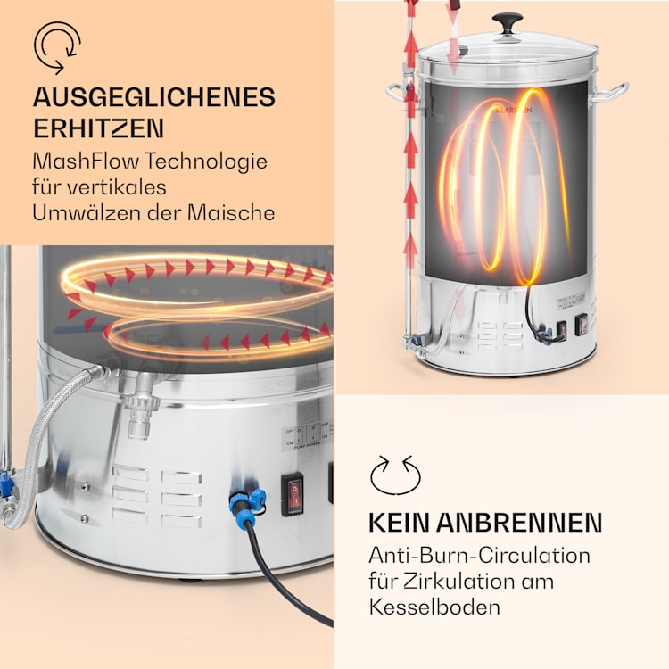 Brauheld Smart 35 Maischekessel 2500W 35L 100°C Umwälzpumpe Edelstahl 35 Ltr | Edelstahl