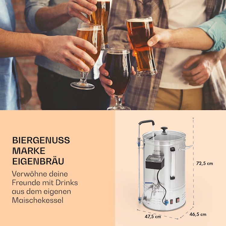 Brauheld Smart 35 Maischekessel 2500W 35L 100°C Umwälzpumpe Edelstahl 35 Ltr | Edelstahl