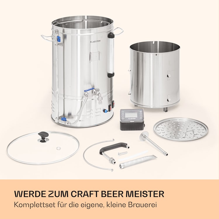 Brauheld Smart 35 Maischekessel 2500W 35L 100°C Umwälzpumpe Edelstahl 35 Ltr | Edelstahl