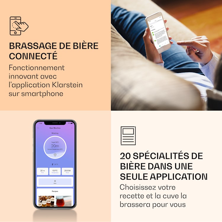 Brauheld Smart 35 cuve de brassage pompe de circulation 2500 W 35 L 100°C inox 35 L | Acier Inoxydable