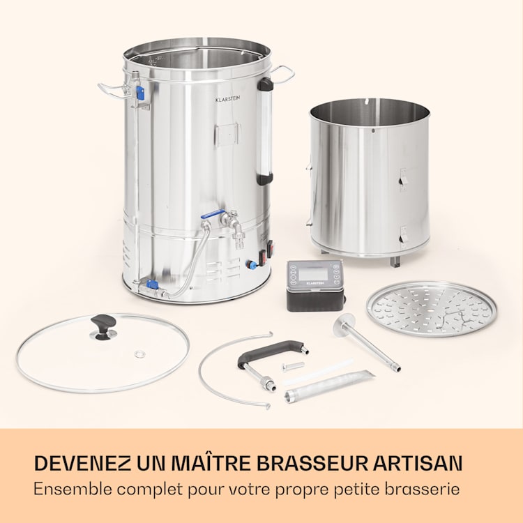 Brauheld Smart 35 cuve de brassage pompe de circulation 2500 W 35 L 100°C inox 35 L | Acier Inoxydable
