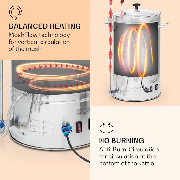 Brauheld Smart 35 varný kotol 2500W 35L 100°C obehové čerpadlo z nerezovej ocele 35 litrov | Nehrdzavejúca oceľ