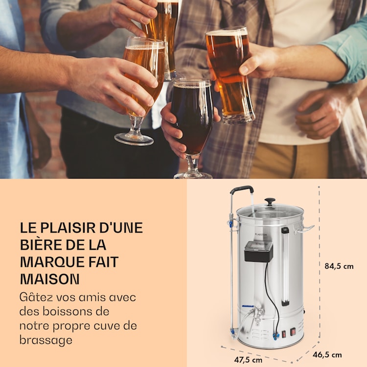 Brauheld Smart 45 cuve de brassage pompe de circulation 2500 W 45 L 100°C inox 45 L | Acier Inoxydable
