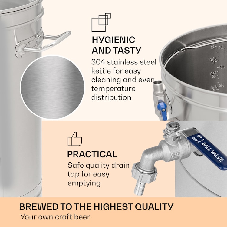 Brauheld Smart 45 Mash Kettle 2500W 45L 100°C Circulation Pump Stainless Steel 45 Ltr | Stainless Steel