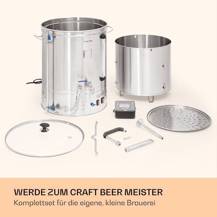 Brauheld Smart 65 Maischekessel 2500W 65L 100°C Umwälzpumpe Edelstahl 65 Ltr | Edelstahl
