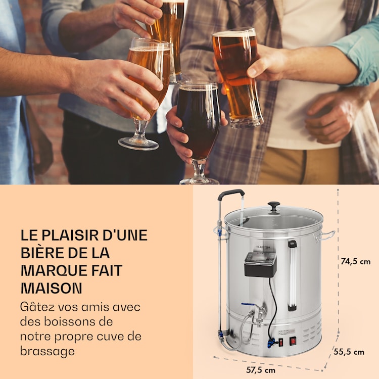 Brauheld Smart 65 cuve de brassage pompe de circulation 2500 W 65 L 100°C inox 65 L | Acier Inoxydable