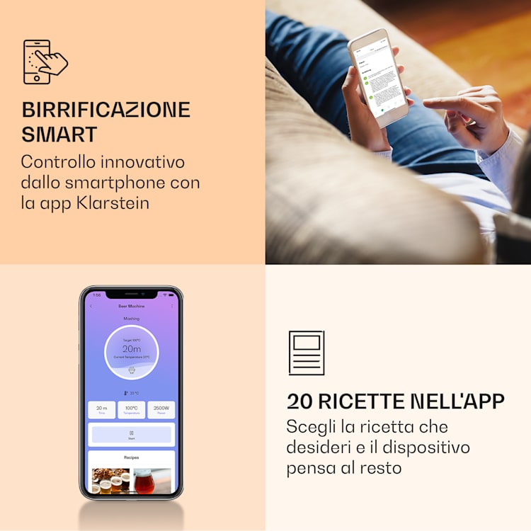 Brauheld Smart 65 - Caldaia di ammostamento, 2500 W, 65 L, 100 °C, pompa di circolazione, acciaio inox 65 Ltr | Acciaio inox