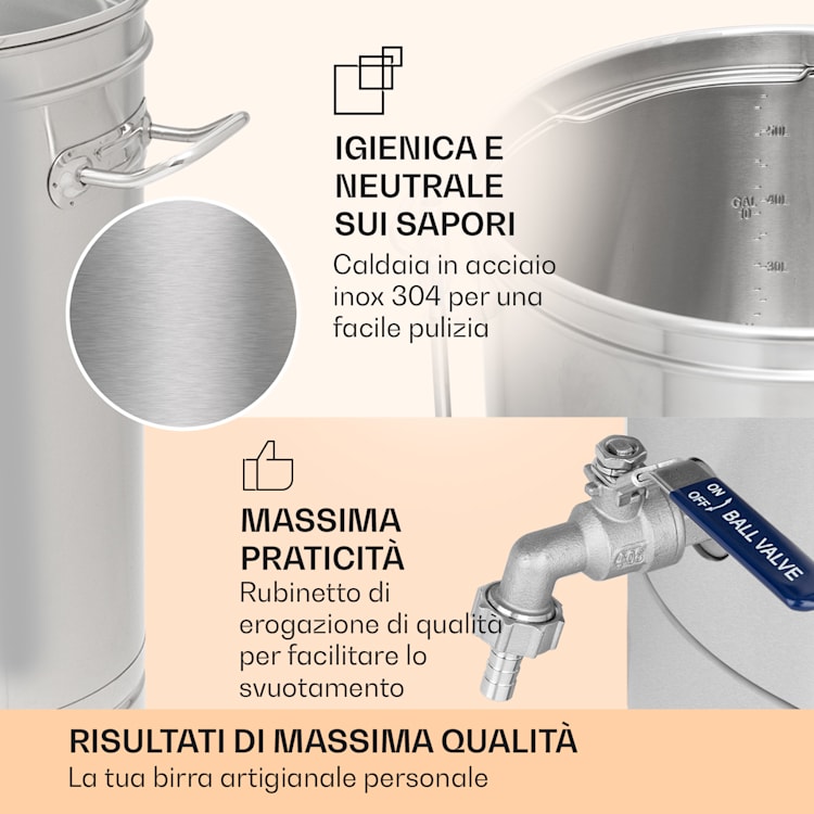 Brauheld Smart 65 - Caldaia di ammostamento, 2500 W, 65 L, 100 °C, pompa di circolazione, acciaio inox 65 Ltr | Acciaio inox