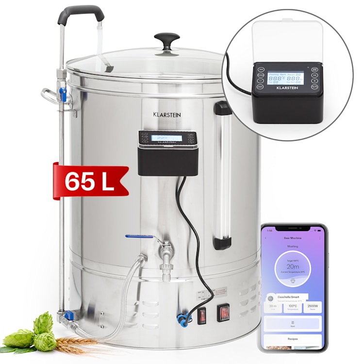 Brauheld Smart 65, kocił zacierny, 2500 W, 65 l, 100°C, pompa obiegowa, stal nierdzewna 65 Ltr | Stal nierdzewna