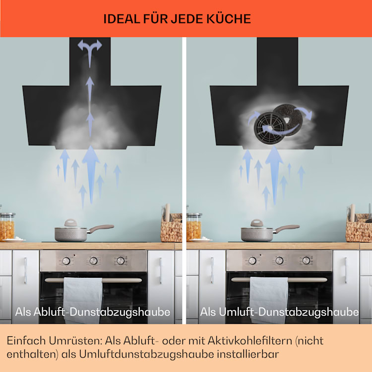 Ava 60 Dunstabzugshaube 60cm Wandhaube WiFi A++ 515m³/h Touch 60 cm | Weiß