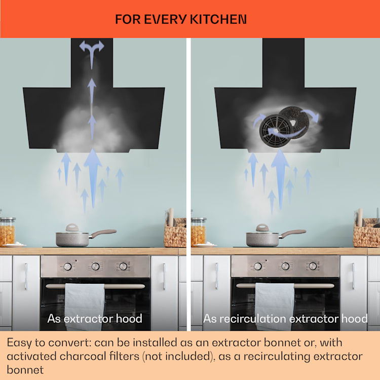 Ava 60 Cooker Extractor Hood 60 cm Wall Hood WiFi A++ 515m³/h Touch 60 cm | White