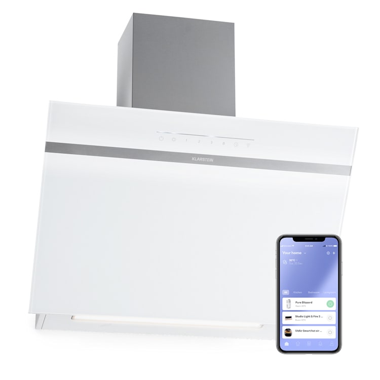 Ava 60 Cooker Extractor Hood 60 cm Wall Hood WiFi A++ 515m³/h Touch 60 cm | White