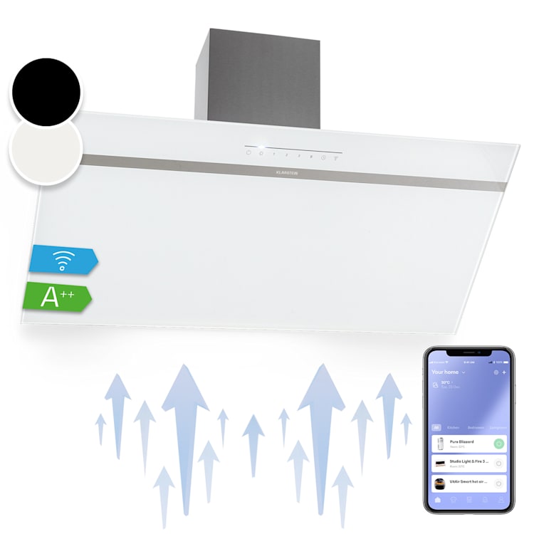 Exaustor Ava 90, 90 cm Exaustor de parede Wi-Fi A++ 515m³/h Touch 90 cm | Branco