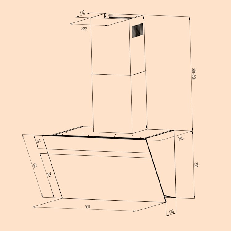 Exaustor Ava 90, 90 cm Exaustor de parede Wi-Fi A++ 515m³/h Touch 90 cm | Branco