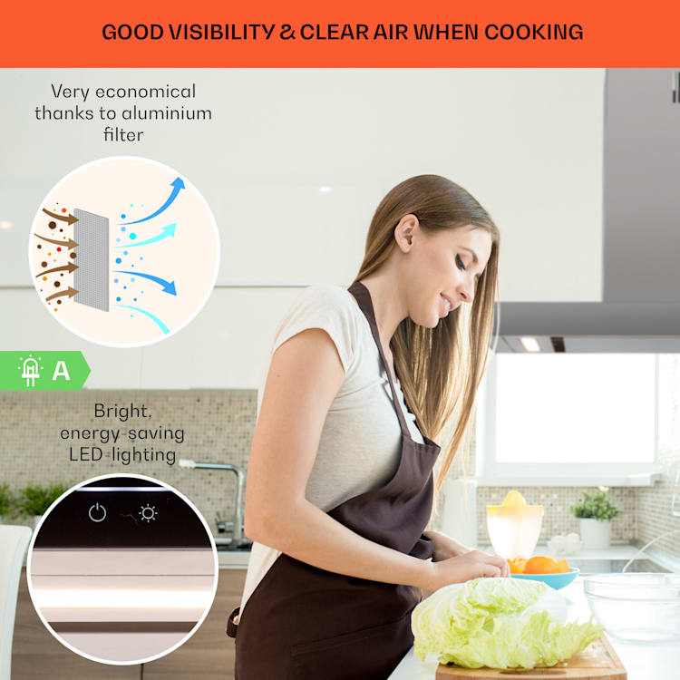 Alinea 60, digestor, 60 cm, nástenný, 500 m³/h, WiFi, A++, dotykový displej 60 cm | Čierna