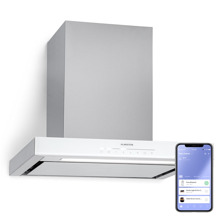 Alinea 60, digestor, 60 cm, nástenný, 500 m³/h, WiFi, A++, dotykový displej 60 cm | Biela
