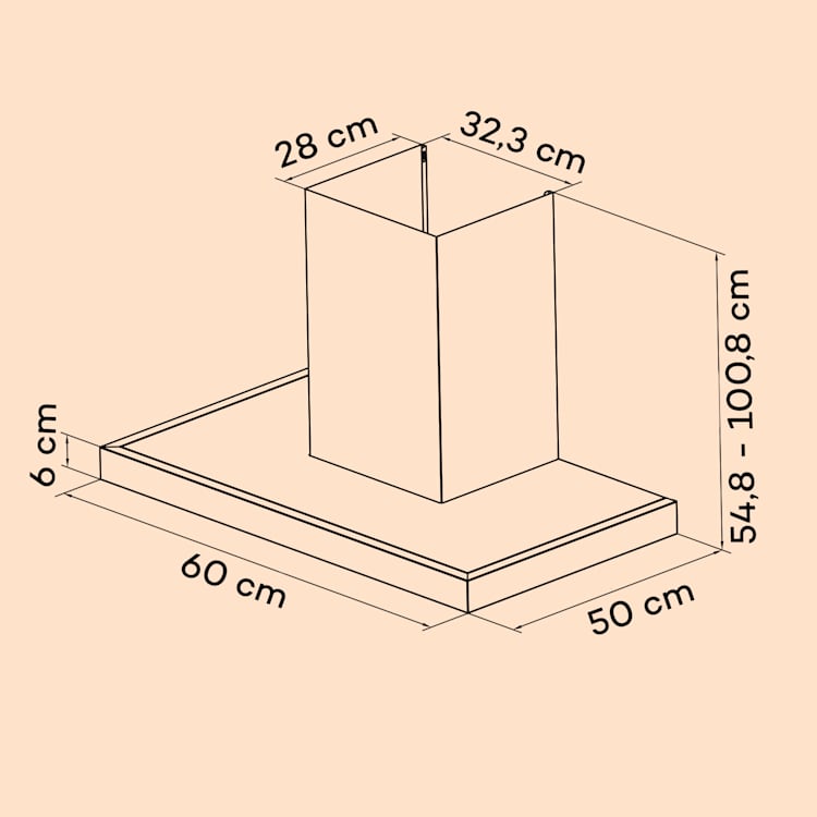 Alinea 60, digestor, 60 cm, nástenný, 500 m³/h, WiFi, A++, dotykový displej 60 cm | Biela