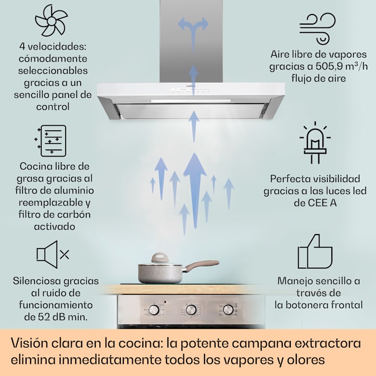 Campana extractora Alinea 90 cm Wall Hood WiFi A++ 500 m³/h Touch 90 cm | Blanco