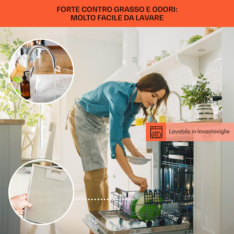 Alinea 90 - Cappa aspirante, 90 cm, cappa a parete, WiFi, A++, 500 m³/ora, touch 90 cm | Bianco