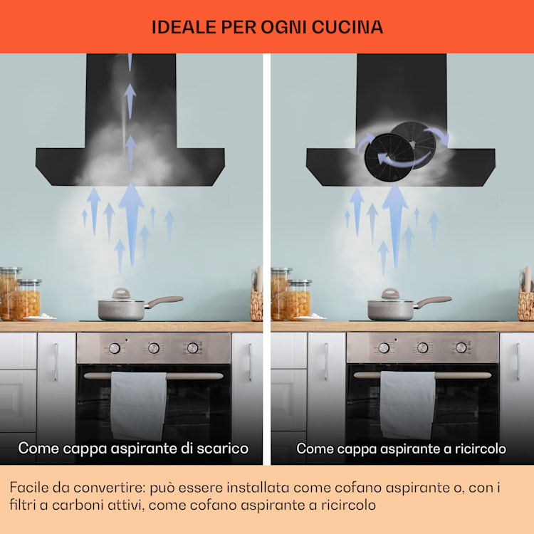 Alinea 90 - Cappa aspirante, 90 cm, cappa a parete, WiFi, A++, 500 m³/ora, touch 90 cm | Bianco